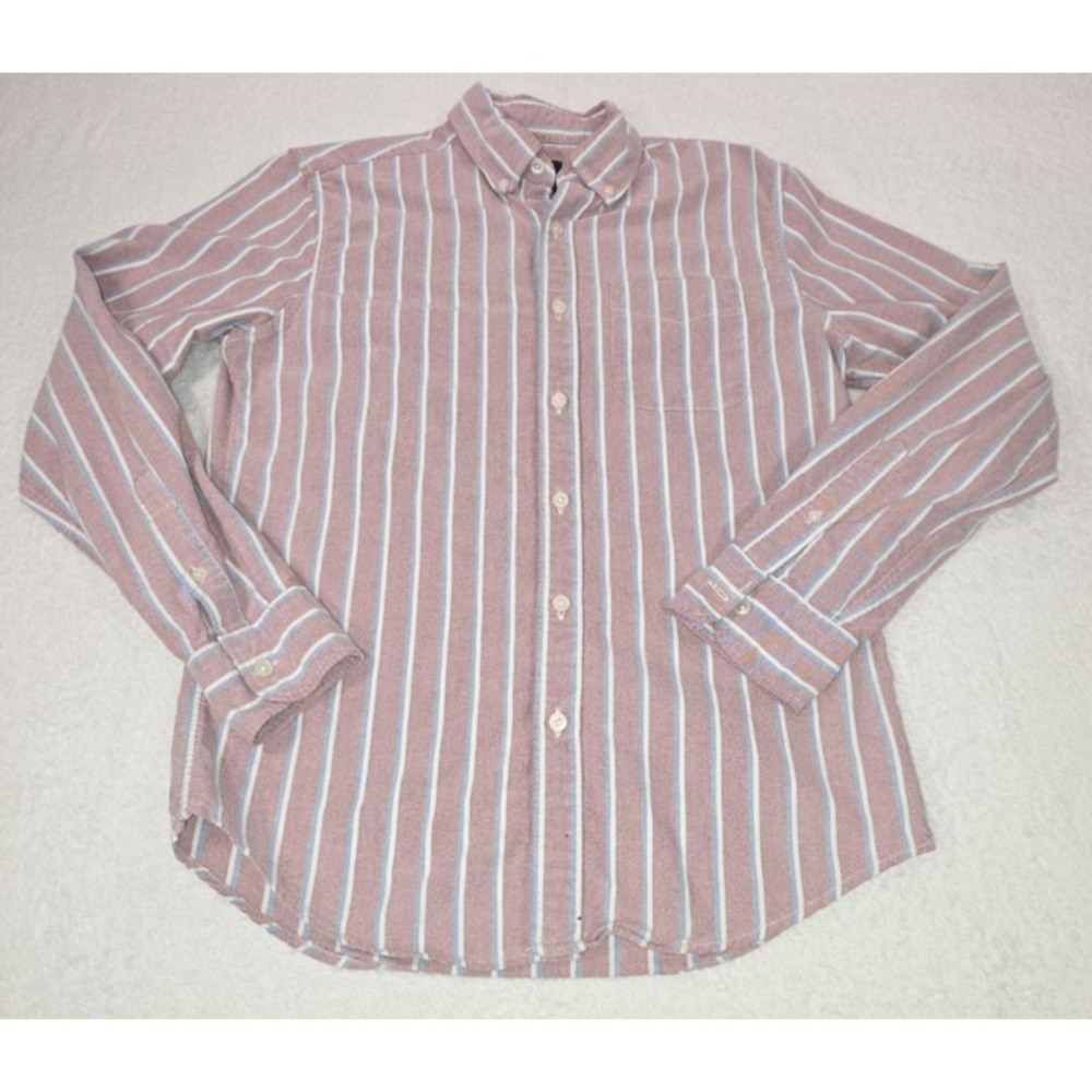 American Eagle Men's XS Long Sleeve Pink Striped Shirt – Blue & White Lines